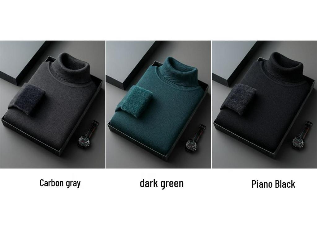 Autumn/Winter 2025 Men's High-Neck Wool Blend Plush-Lined Sweater