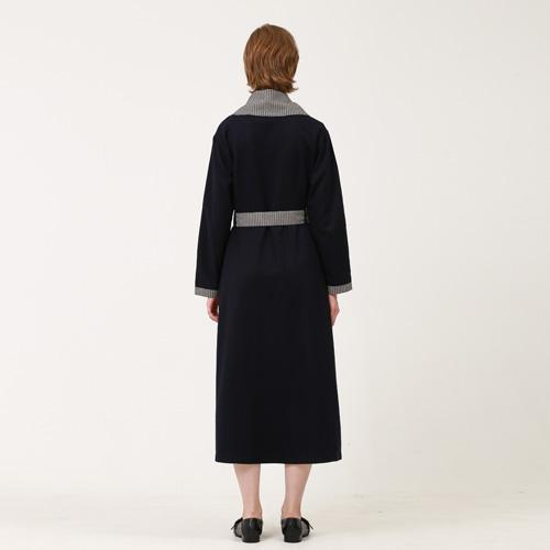 Bunderghost Puritan Collar (Cape Collar) Asymmetrical Long Dress Navy