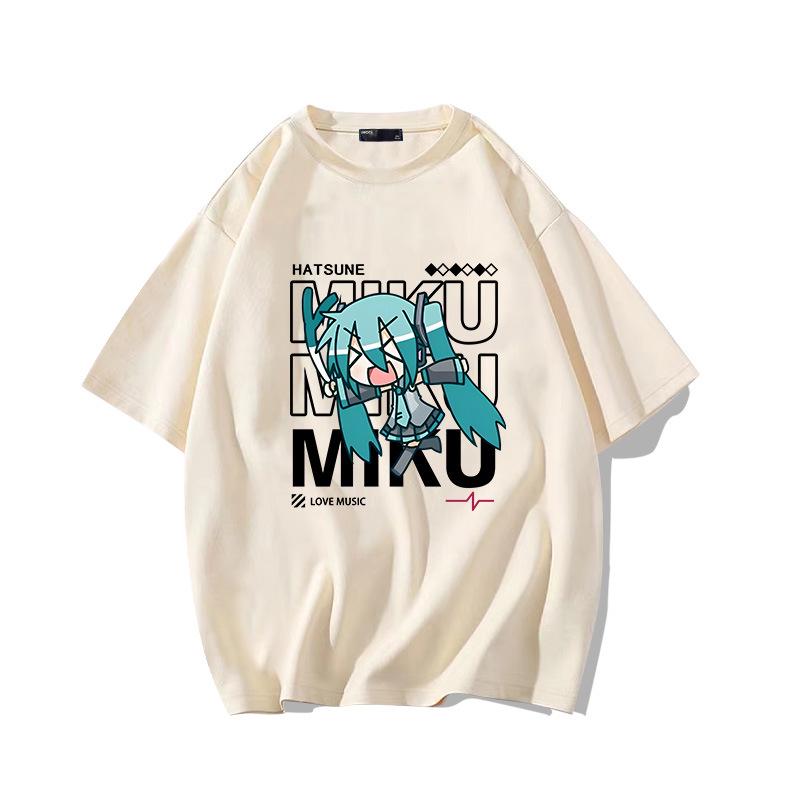 Diva Miku Hatsune Baumwoll-Kurzarm Herren Oversize T-Shirt für Teenager
