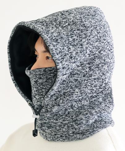 Egseuwom Unisex Thermal Hooded Neck Warmer Balaclava Melange Grey