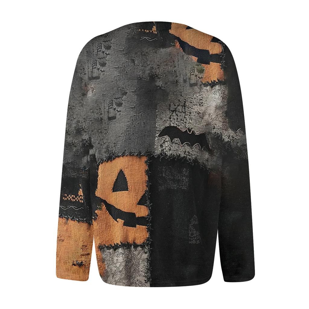 Women's Fashion Casual Knit Sweater Button-Up Halloween Printed  Cardigan Jacket