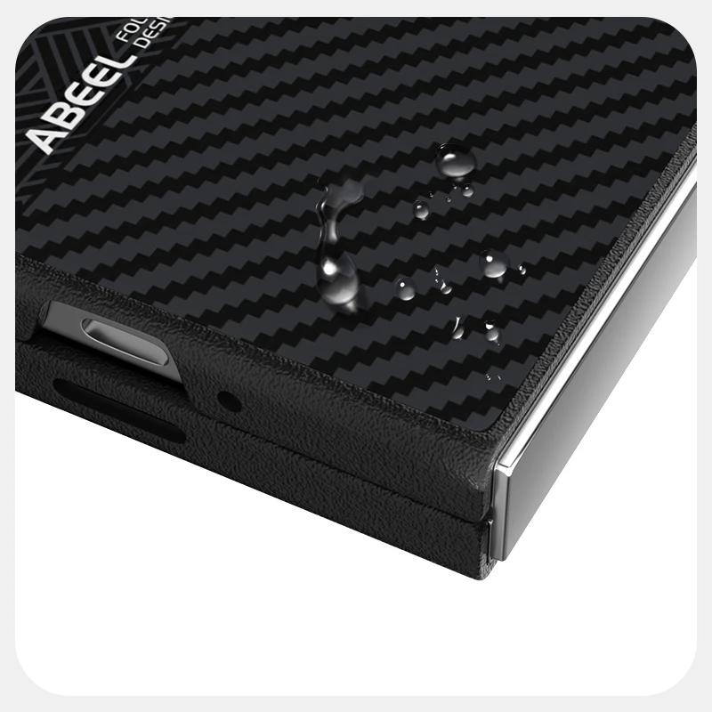 For Samsung Galaxy Z Fold 6 5 SE W25 ZFlip 6 5 Case Rough Magnetic Wireless Charging Carbon Fiber Texture Alloy Lens Anti-slip