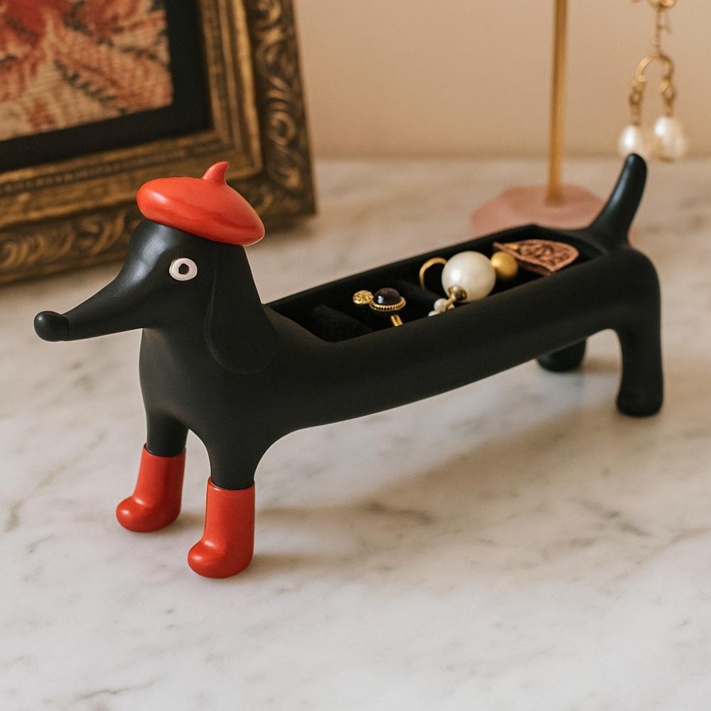 Ring Holder Dachshund Ring Organizer Resin Ring Trinket Storage Box Jewelry Display Box  For Lover