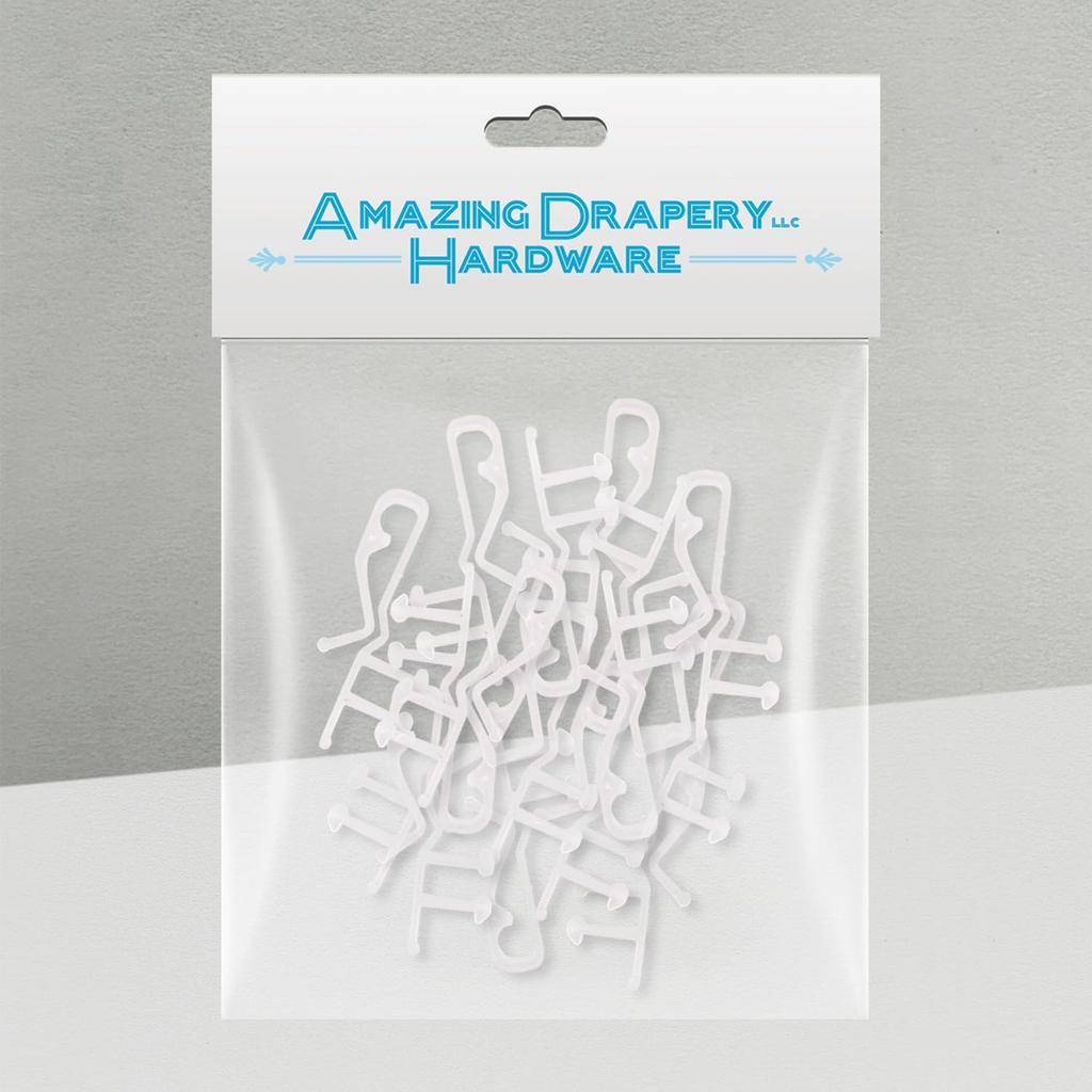 Amazing Drapery Hardware 1-3/4th Clear Hidden Valance Clips - Durable Plastic Brackets for Blinds and Window Shades, 16-Pack
