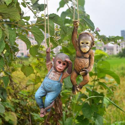 Monkey Statue Garden Hanging Ornaments Resin Crafts Monkey Hanger Sculpture Animal Pendants Outdoor Garden Yard Decoration