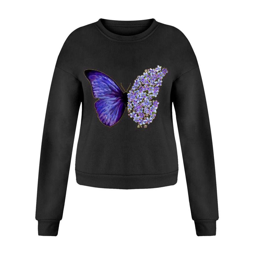 Mode Damen Casual Langarm Schmetterling Print Damen Sweatshirts Tops