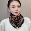 Magnetic buckle cotton and linen small square scarf silk scarf women's spring and autumn versatile neck protection scarf triangular scarf new warm sca