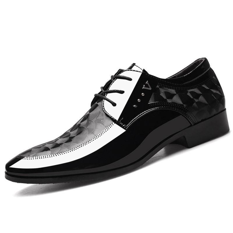 Autumn new men's shoes business dress men's leather shoes large size British pointed glossy youth casual shoes men's tide