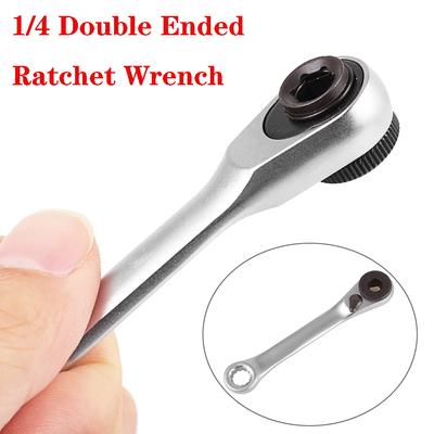 Mini 1/4 Inch Double Ended Quick Socket Ratchet Wrench Rod Screwdriver Bit Tool Contain 1 X Ratchet Handle Wrench Dropshipping