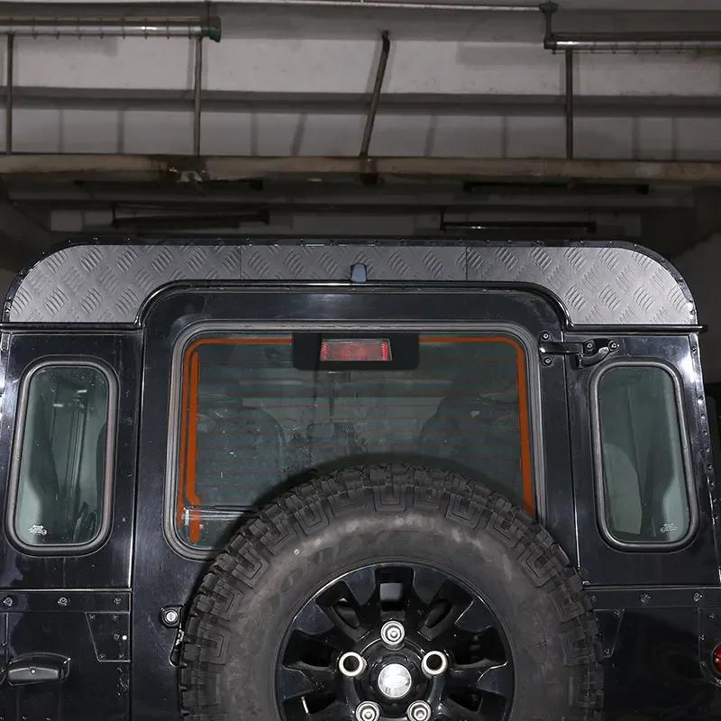 For Land Rover Defender 90 110 130 2004-2019 Aluminum Alloy Black Car Tailgate Roof Trim Panel Cover Sticker Car Accessories