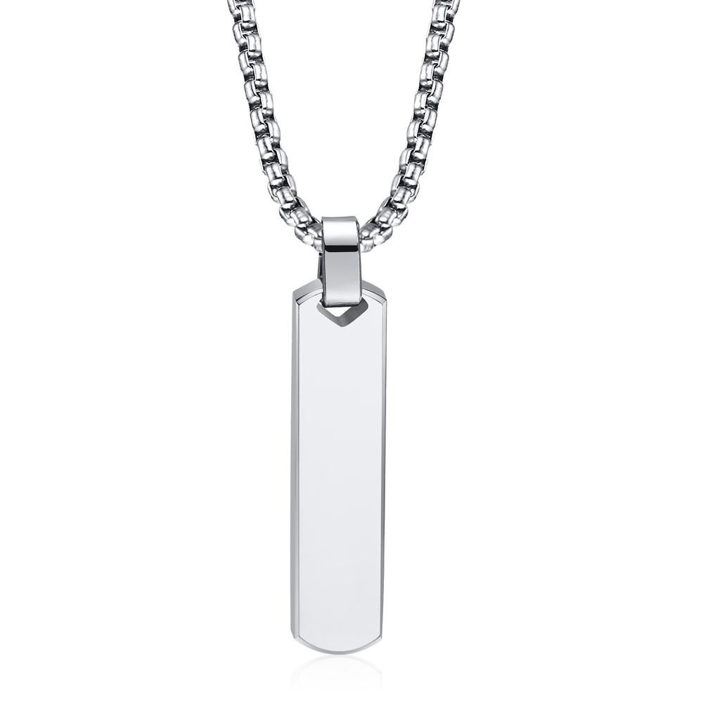 Initials Vertical Bar Necklace for Men,Stainless Steel A-Z 26 Letters Charm Geometric Pendant Collars,Stylish Jewelry Gift