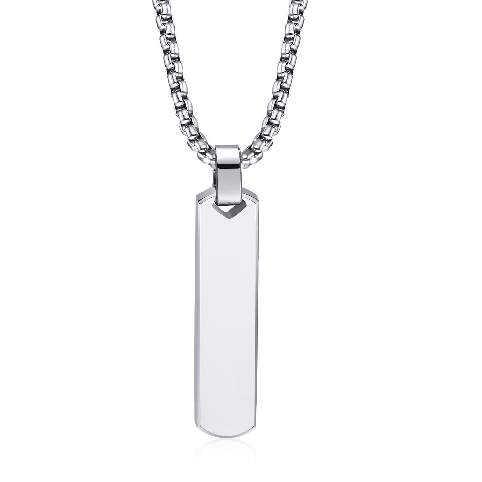 

Initials Vertical Bar Necklace for Men,Stainless Steel A-Z 26 Letters Charm Geometric Pendant Collars,Stylish Jewelry Gift A&50cm