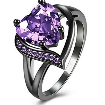 Purple Heart Shape for Women Size 6 Love Design Fashion Jewelry