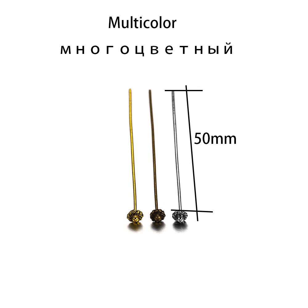 20pcs 50mm Gold Flower Head Pins For Jewelry Making Diy Beads Ball Pins Needles Findings Women Jewelry Accessories Headpin