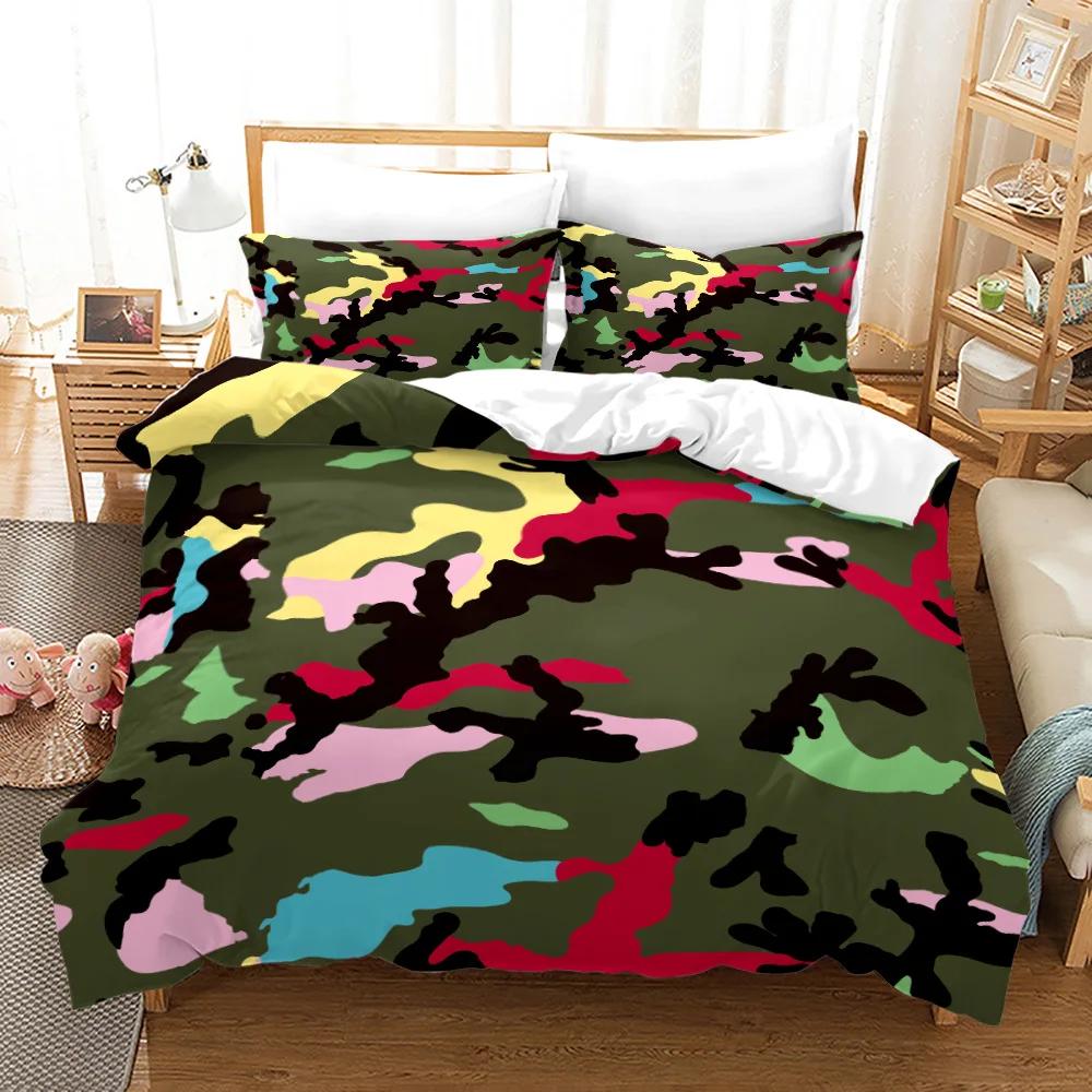 3PCS Single-sided Printed Series Camouflage Russian Printing Duvet Cover BeddingSet Comfortable Breathable Sheet  Comforter