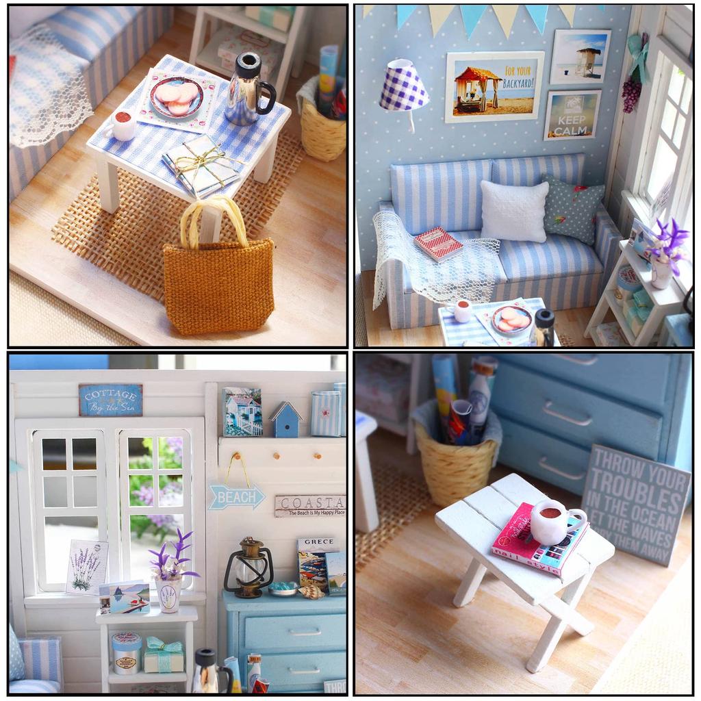 CUTEROOM DIY Wooden Dollhouse Handmade Miniature Assembled Toy for Kids and Interior Original Design Kit, House, Adults, Decoration, (Fresh Sunshine)