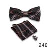 Men's Formal Bow Tie and Pocket Square Set for Banquets and Weddings, with Lapel Flower.