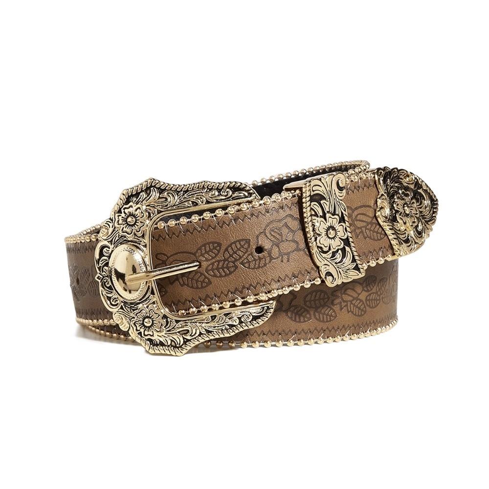 Metal Engraved Buckle Buckle Belt PU Leather Waistband Fashion Wide Waist Belt  for Men Women