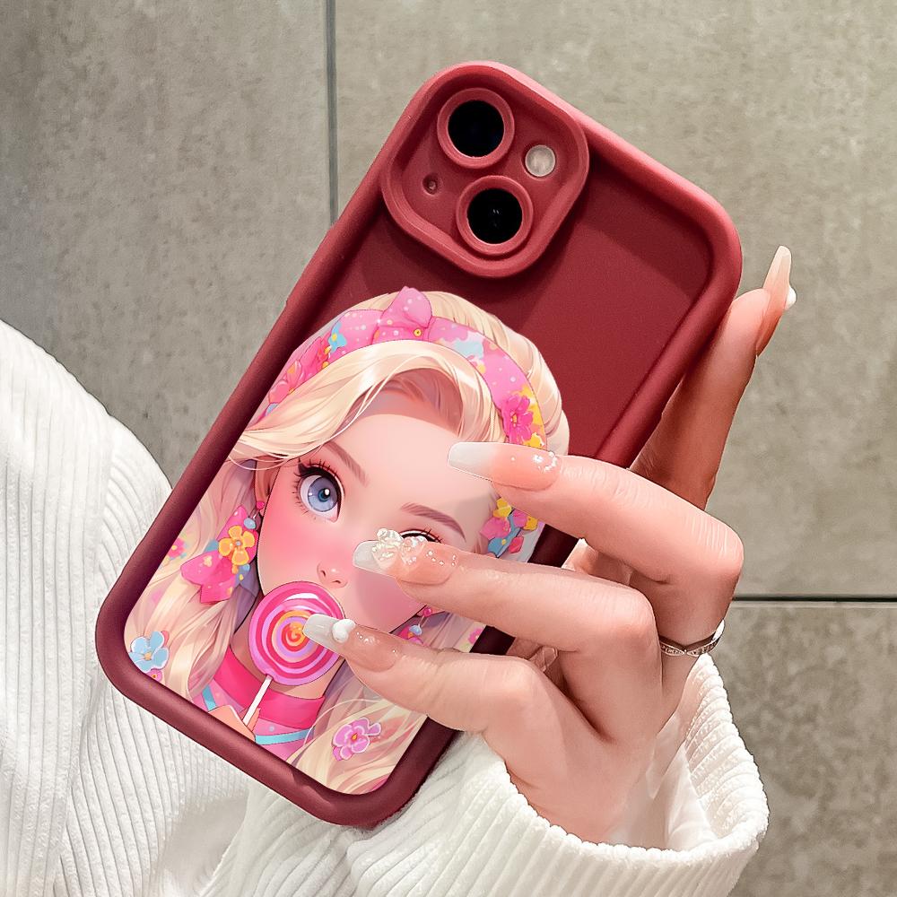 Soft Silicone Square Ladders Cartoon Pattern Full Cover Camera Protection Shockproof Case for iPhone Infinix Tecno Vivo