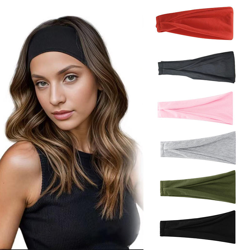 Women Solid Color Elastic Hair Bands,Stretchy Wide Sports Headband Sweat-Wicking Yoga Headband & Fashion Hair Wrap for Workout