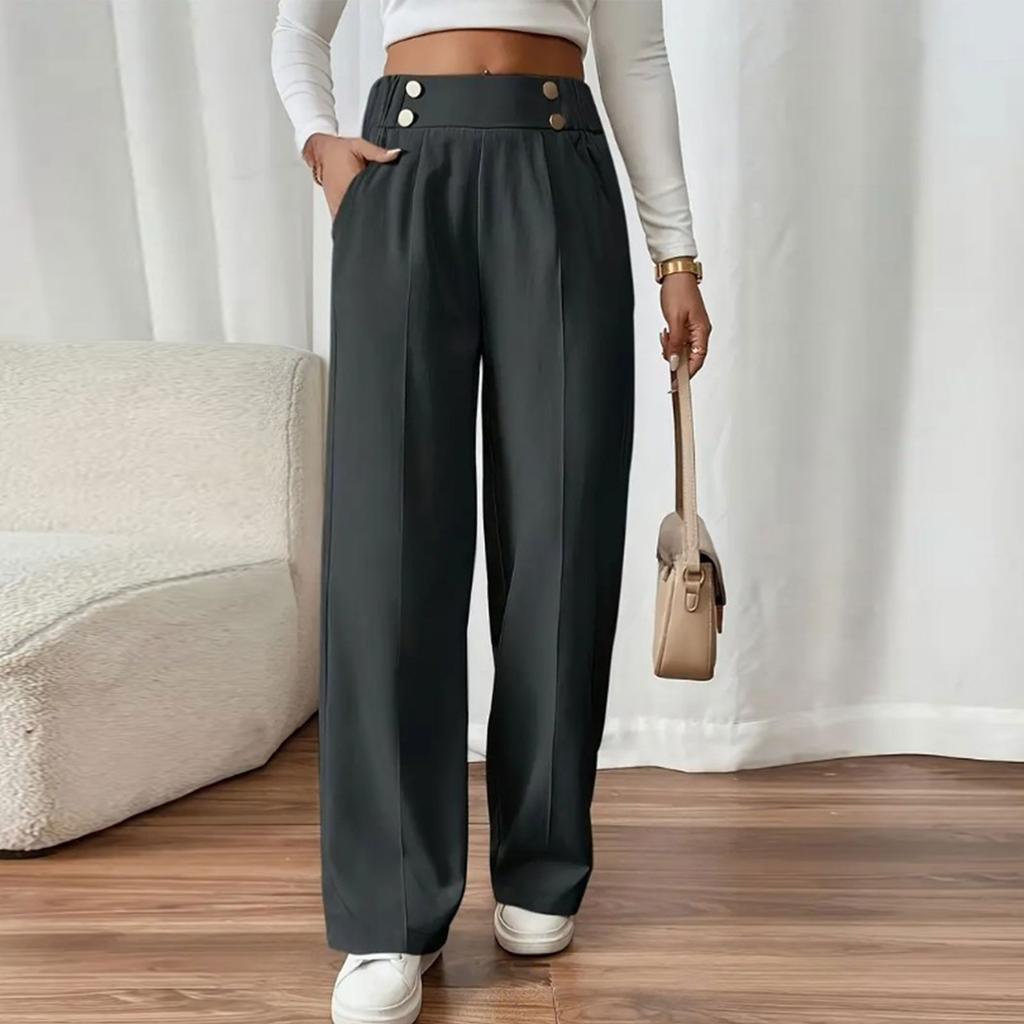 Women's High Waisted Color Flowy Floor-Length Casual Pants for Everyday Wear