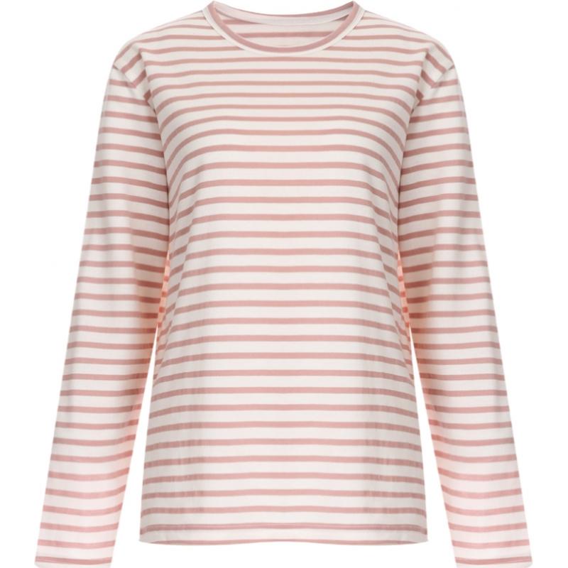 Shop Women Round Long Sleeve STripe T shirT Black Dai Wsh 0745