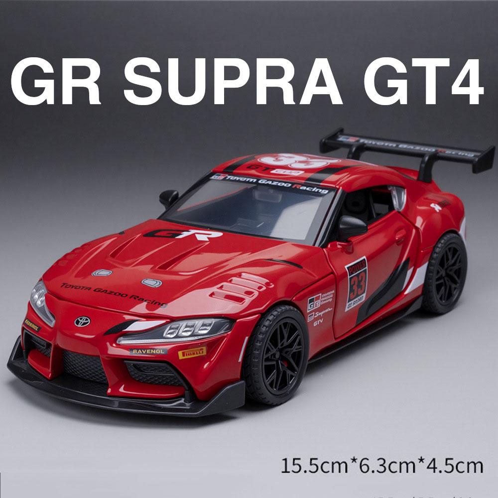 1:32 Scale Supra GT4 Prado Car Model Toy Doors Opened Sound Light Pull Back High Simulation Cars Models for Children's Toys