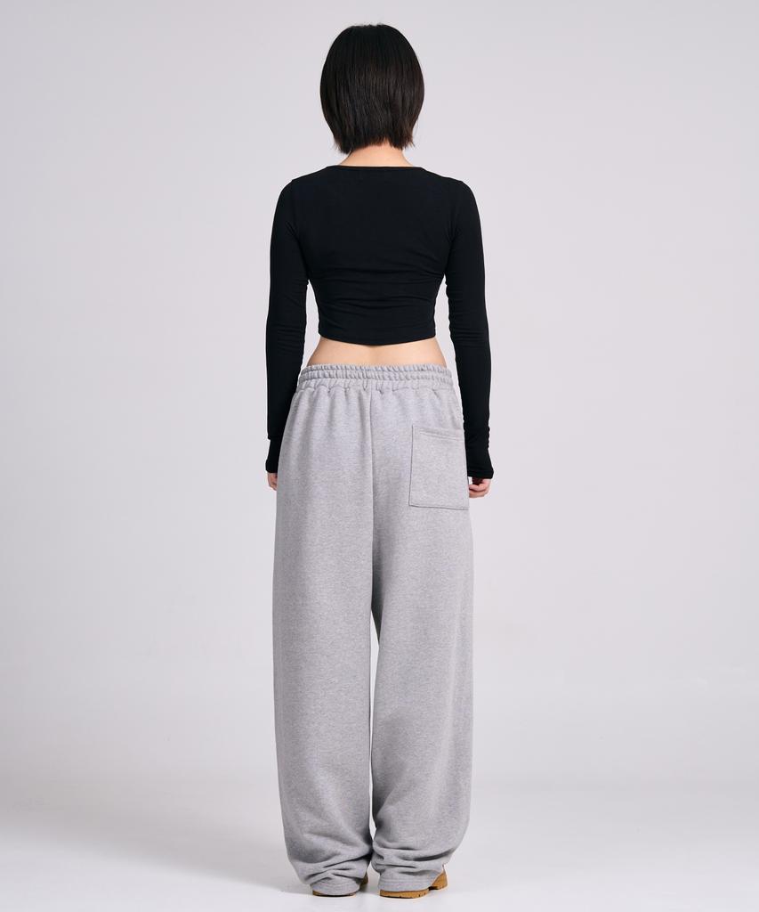 Osillos D20 One-Pleat Wide Loose Fit Sweatpants_Melange