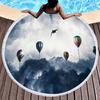 Romantic Round Beach Blanket,Hot Air Balloon Print Beach Towel,Anti-Sand Absorbent Quick-drying Pool Towel,Portable Picnic Mat