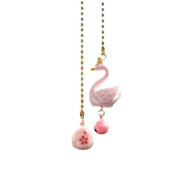 Minimalist Car Accessories Swan Crown Sound Bell Hanging Decoration Blue