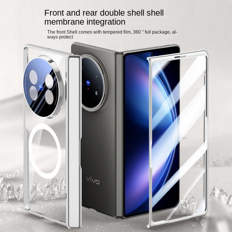 Magsafe Magnetic Transparent Screen Tempered Glass Protect Case For VIVO X Fold 5 Fold5 Spring Hinged Cover