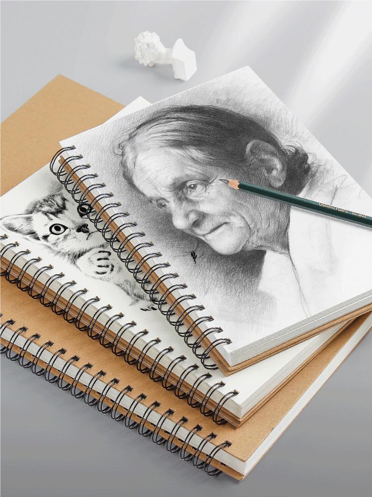 Thickened A3 One-piece Sketchbook, 32K Art Student Drawing Book, Spiral 8K Marker.