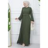 Belted Pleated Aerobin Dress Khaki Hm2339