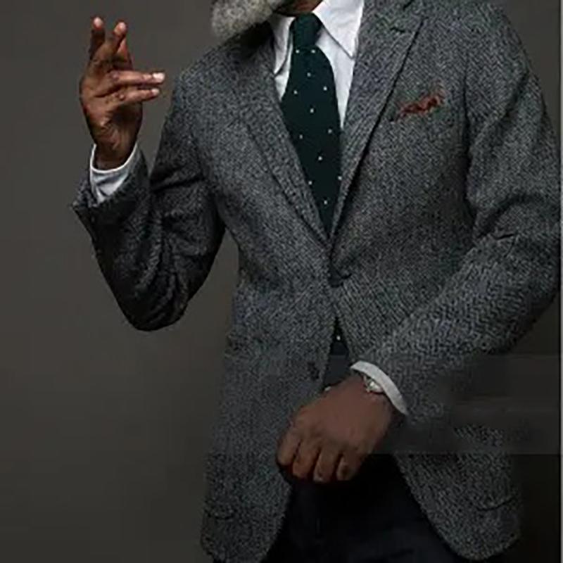 

Мужской коричневый пиджак выпускной шерстяной однобортный деловой пиджак свадьба XXS серый