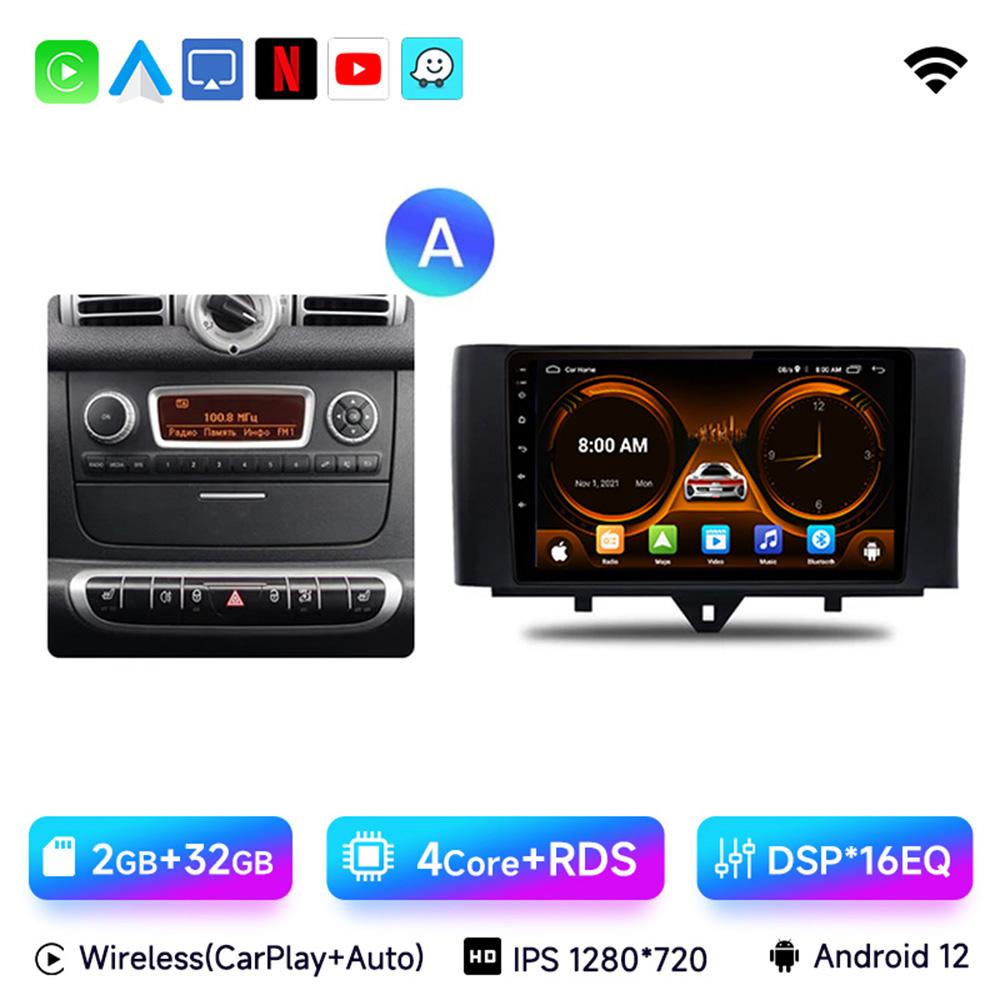 JIUYIN Android 13 Auto Radio Smart Fortwo 451 2005 - 2015 Wireless Carplay 4G Car Multimedia GPS 2din Autoradio