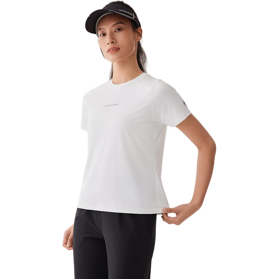 Skechers Comfortable Soft Round Neck Short Sleeve Regular T-Shirt Women Tops Bright-White P225W157-0019