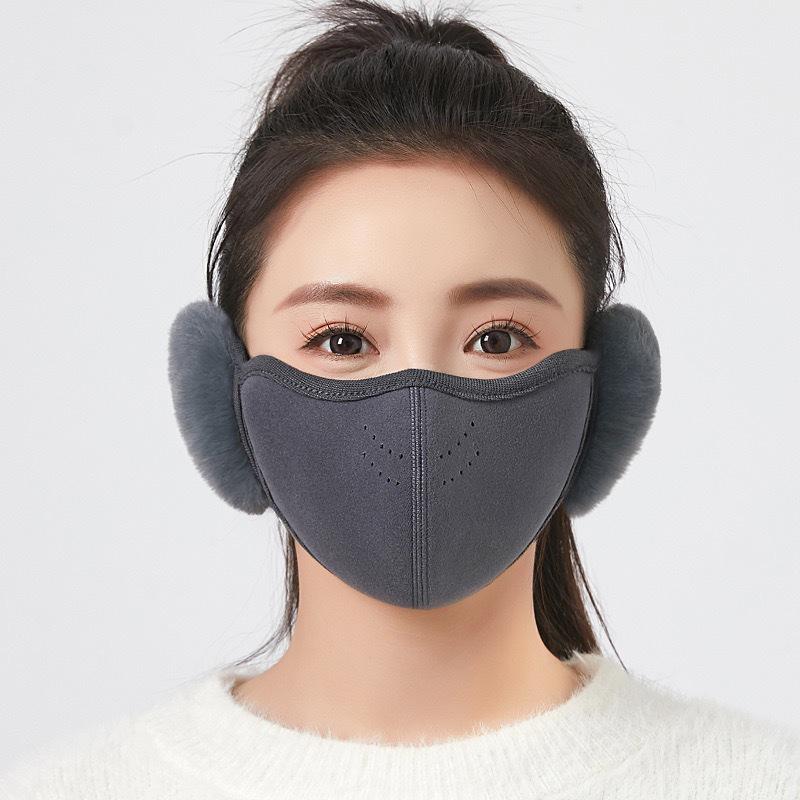 

Winter Plush Earmuff & Mask Combo: Cozy Aoli Velvet Ear Protection темно-серого
