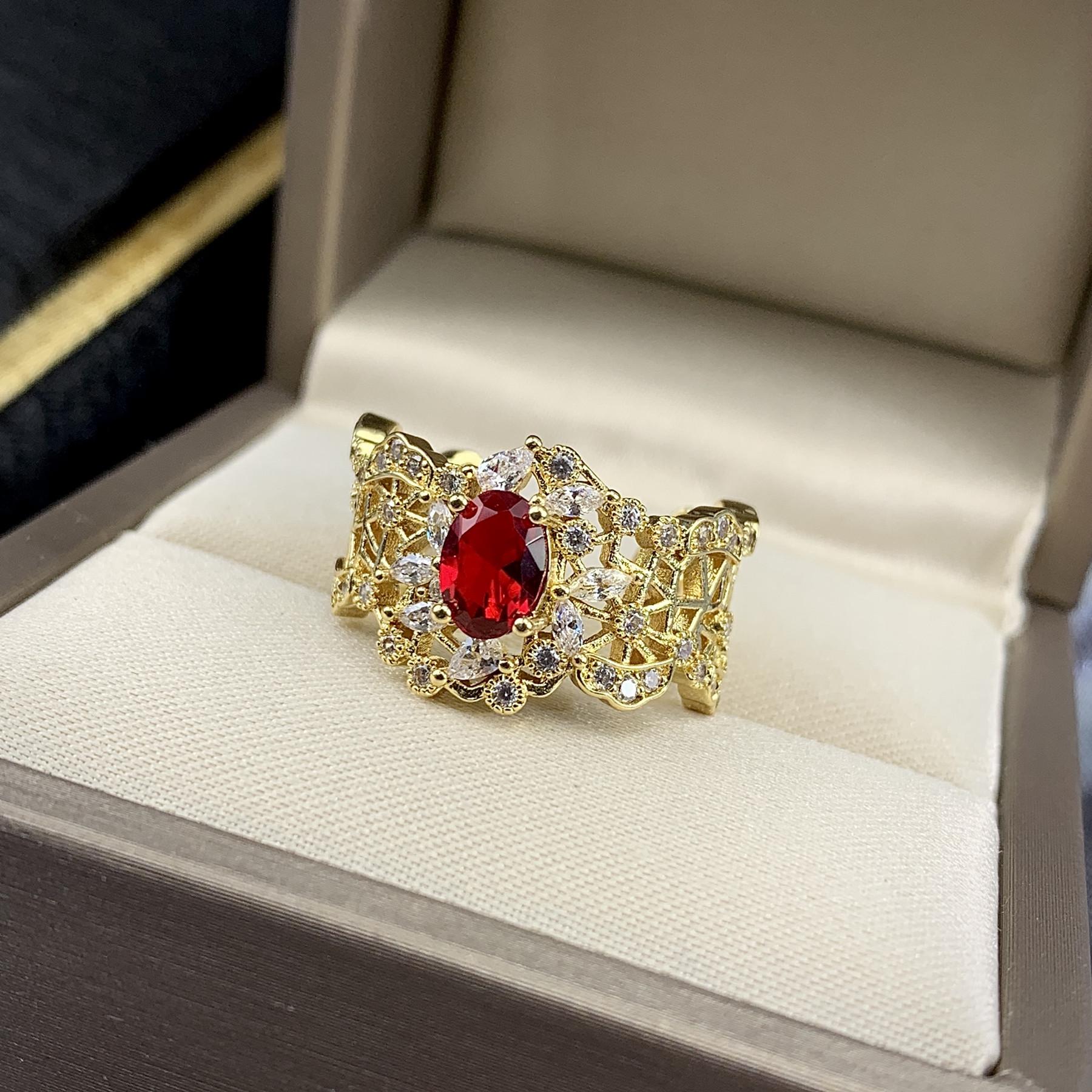 

Medieval Style Italian Ruby Ring: Vintage Openwork Design Adjustable Opening