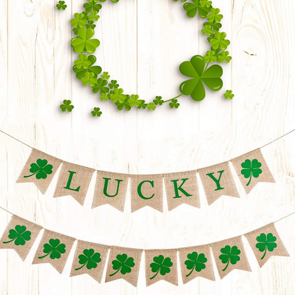 Decorations Banner St. Patrick's Day Streamers Indoor Outdoor Lucky Green Hanging Ornament Shamrock Decorations Walls Trees