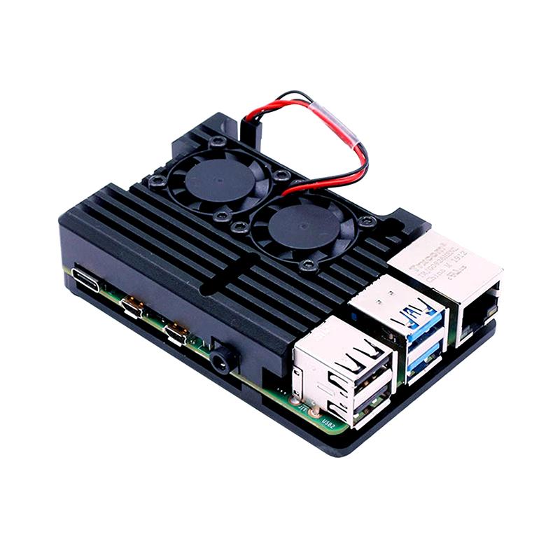 Алюмінієвий корпус для Raspberry Pi 4 З подвійним вентилятором охолодження / Без нього Металевий корпус Чорний корпус Для Rpi Raspberry Pi 4B