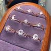 S925 Sterling Silver Rose Gold-Plated Pink Crystal Ring Collection: Classic Princess Styles & Twisted Arm Designs with Colored Gemstones.