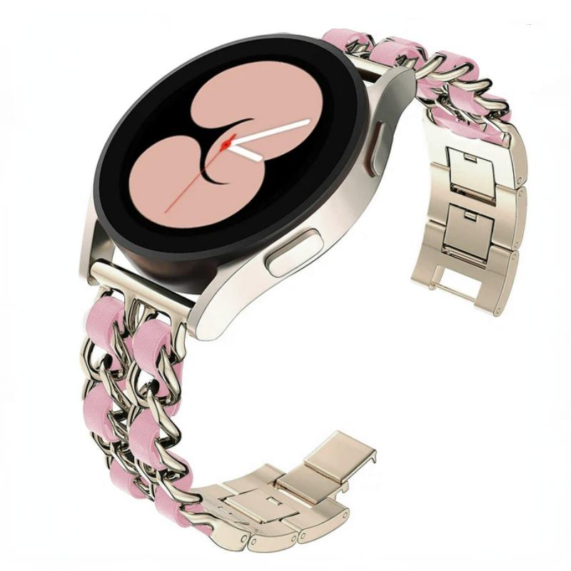 22mm 20mm Leather+Metal Strap for Samsung Galaxy Watch 7 6 5 4 40mm 44mm Replaceable Bracelet for Huawei Watch GT6/5/4 46mm Band