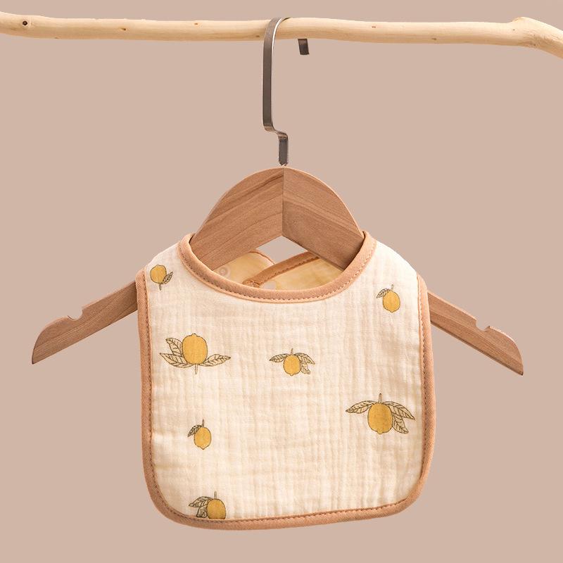 

Baby Bibs Muslin Cotton Stuff Newborn Snap Button Soft Cartoon Triangle Saliva Towel Burp Cloth Girls Boys Feeding Drool Bibs лимон