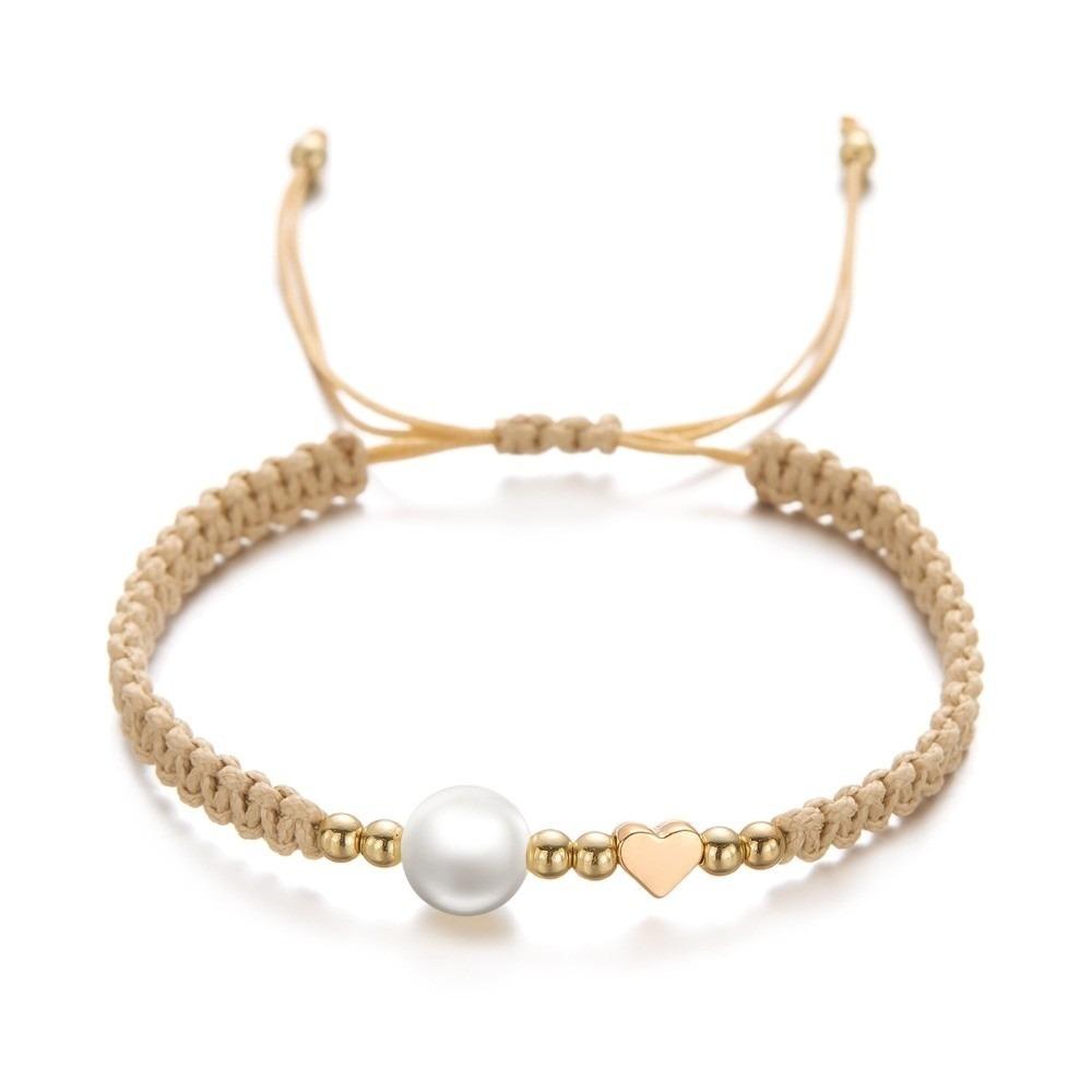 

Hand Rope Woven Bracelet Pearl Bead Casual Bracelet Bangle Star-Shaped Bracelet Gifts Heart