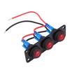 Toggle Switch Panel 20A 3 Gang Water Proof Red Round LED Rocker Switch Panel for Car Boat Truck