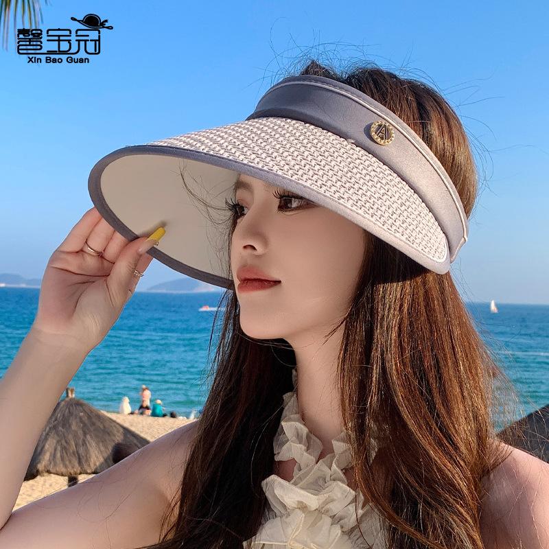 New summer visor children's fashionable versatile sunscreen hat outdoor cycling big eaves show face small empty top hat