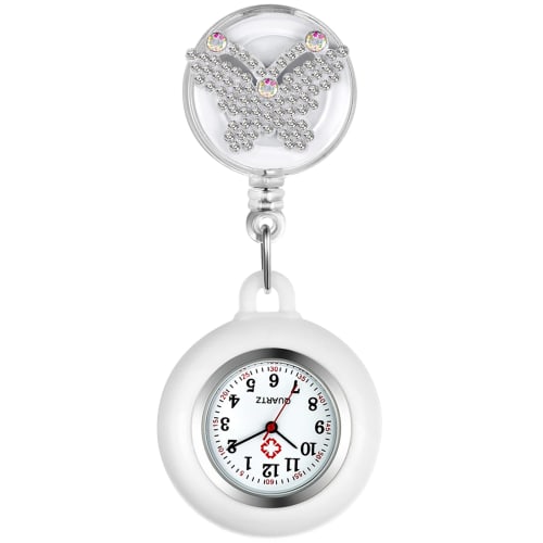 

Lancardo Медсестра Часы, Силиконовые Карманные Часы-Бабочка с Выдвижным Зажимом, Милые Женские Часы для Медсестры, Аналоговые Часы, Карманные Часы, Идеальный Подарок для Н