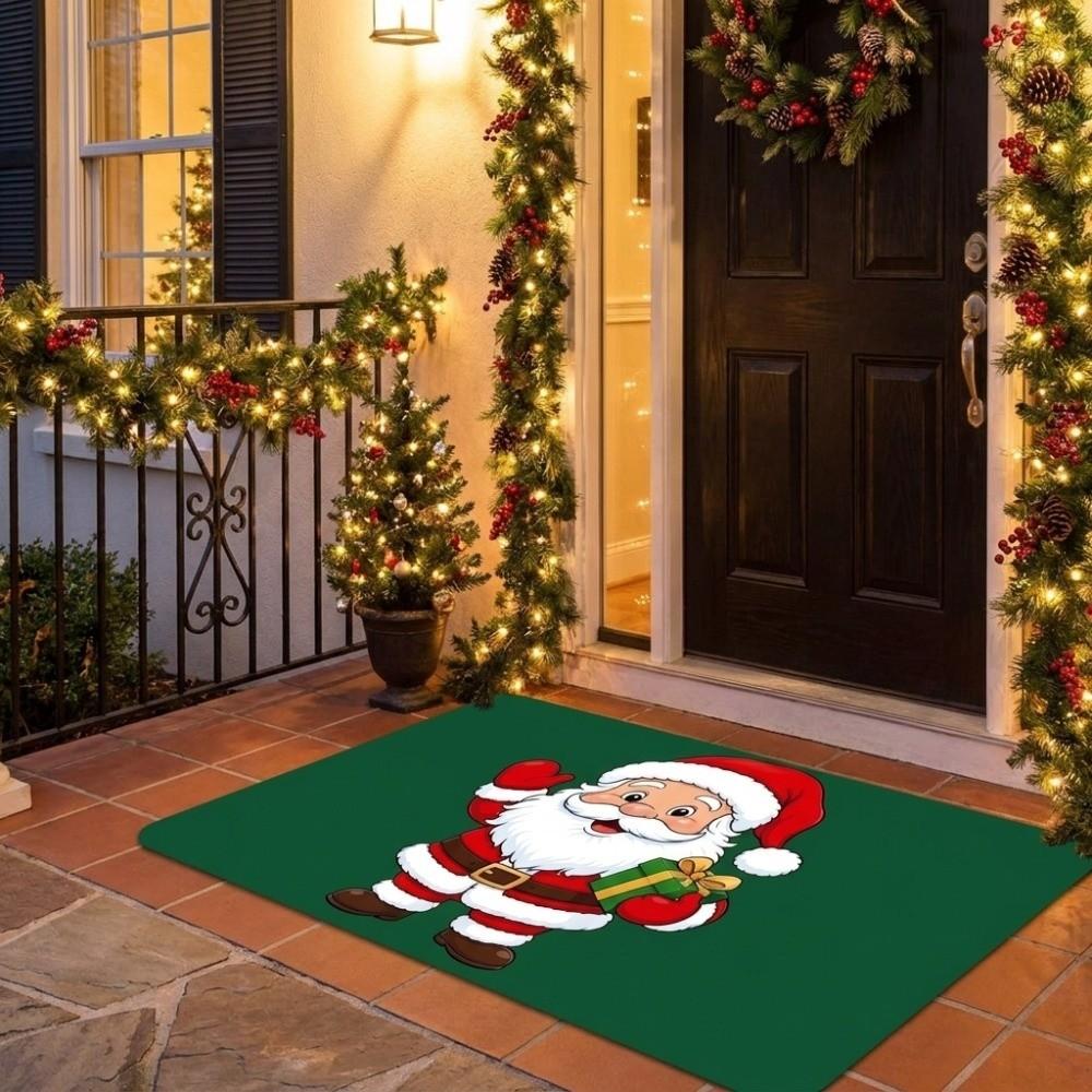 Non-Slip Reindeer Door Mat Diatom Mud Santa Claus Entryway Rug Durable Entrance Door Mat Balcony