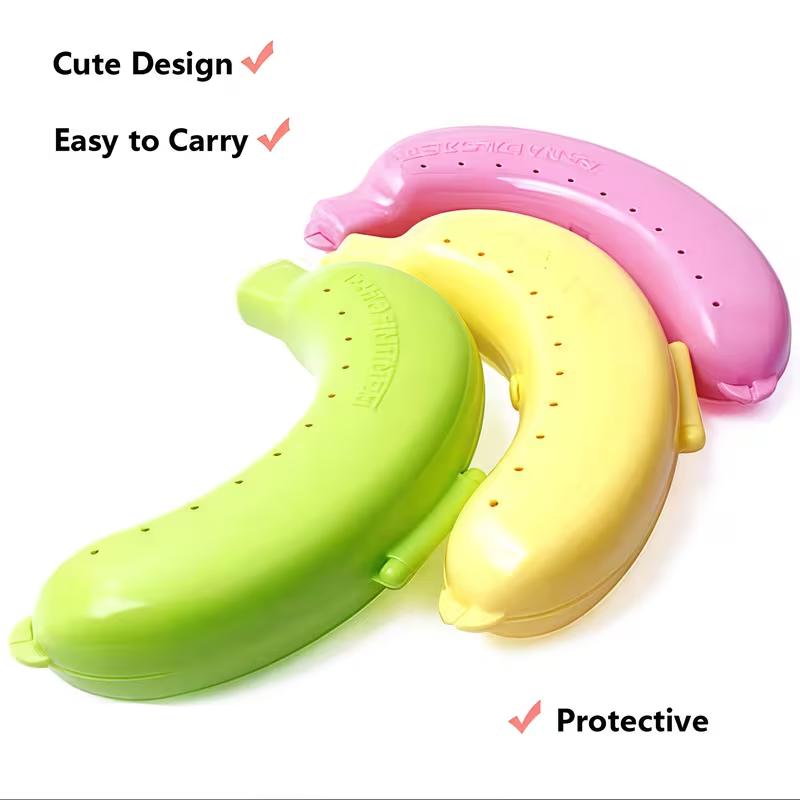 Kunststoff Bananen Schutz Aufbewahrungsbox Obstbehälter Brotdose Tragbarer Bananenhalter für Reise Schule Picknick Camping Gebrauch