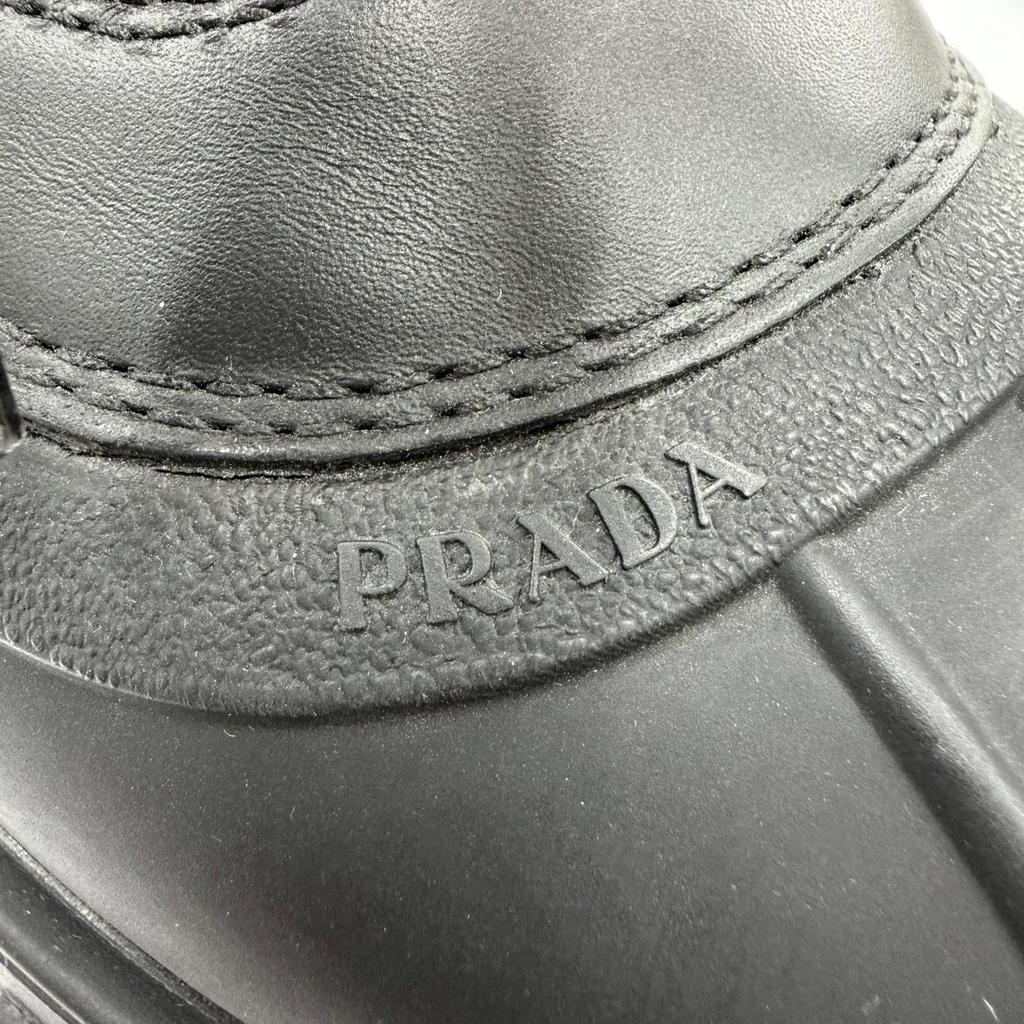 Pristine PRADA Short Boots Monolith Logo Lace-up Boots Black Women 36 1U363M Used